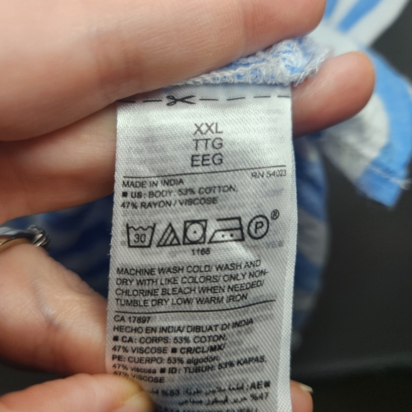 Women's Old Navy Blue & White Striped Button Down Shirt Sz XXL - Picture 5 of 6